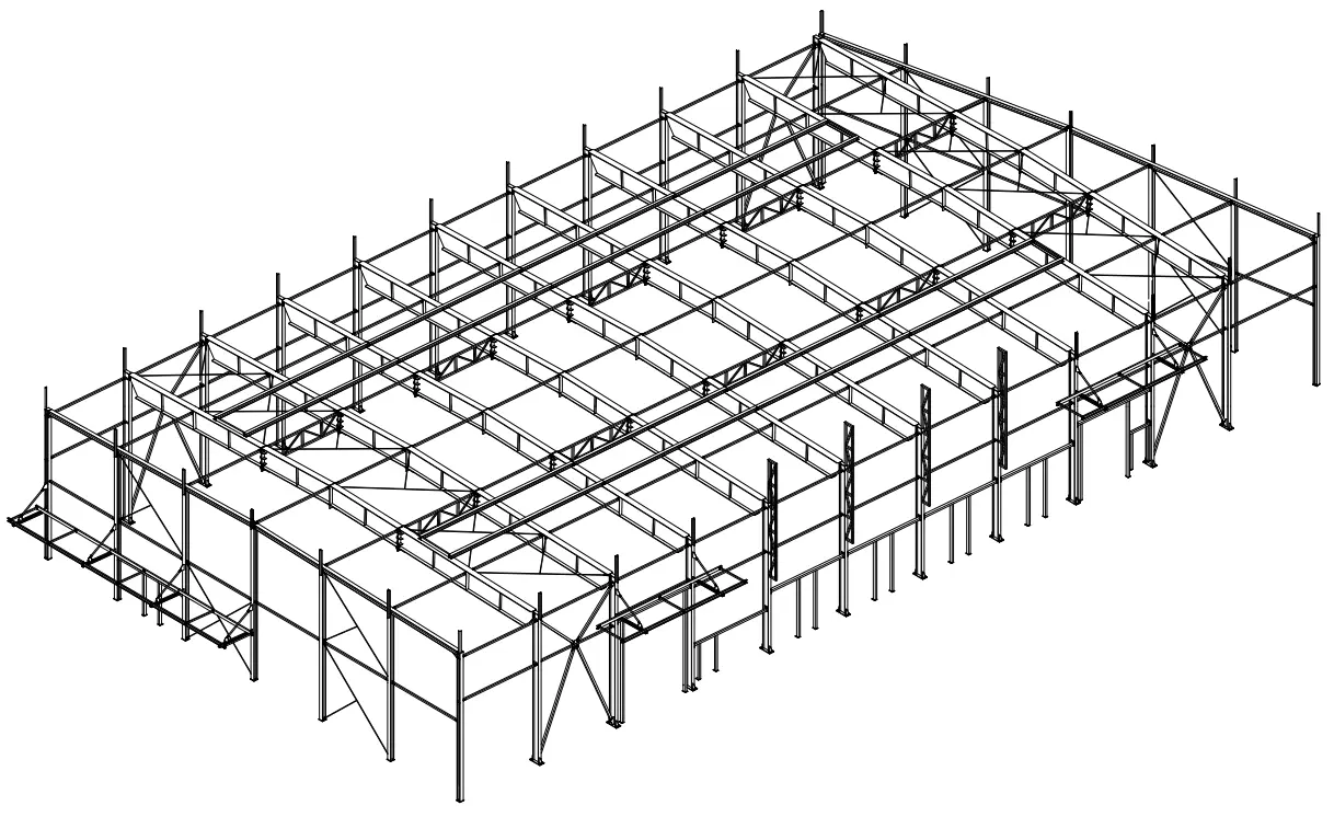 Industrial steel building model
